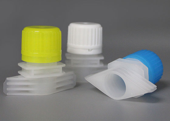 स्टैंड अप पाउच स्वचालित भरने के लिए रंगीन प्लास्टिक स्पॉट स्क्रू कैप
