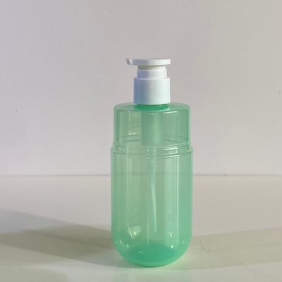 कस्टम लोगो के साथ कॉस्मेटिक लोशन के लिए 300ml क्षमता वाला पारदर्शी हरा PET पंप डिस्पेंसर बोतल
