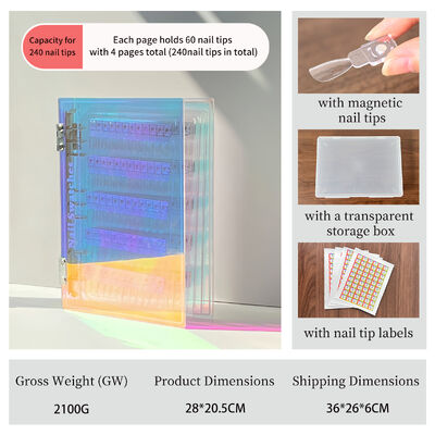 अलग करने योग्य ऐक्रेलिक चुंबकीय नेल आर्ट डिस्प्ले बोर्ड ग्रेडिएंट रंग 120/180/240 शेड्स प्लास्टिक टूल नेल जेल नेल सप्लाई के लिए