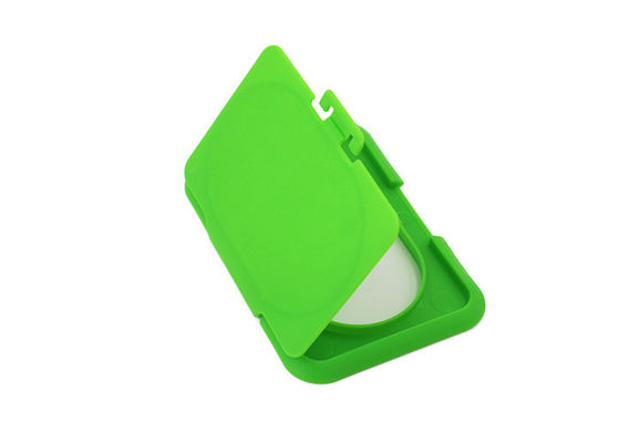 ग्रीन प्लास्टिक वेट टिश्यू वाइप बॉक्स फ्लिप टॉप कैप लंबाई 79.5 मिमी